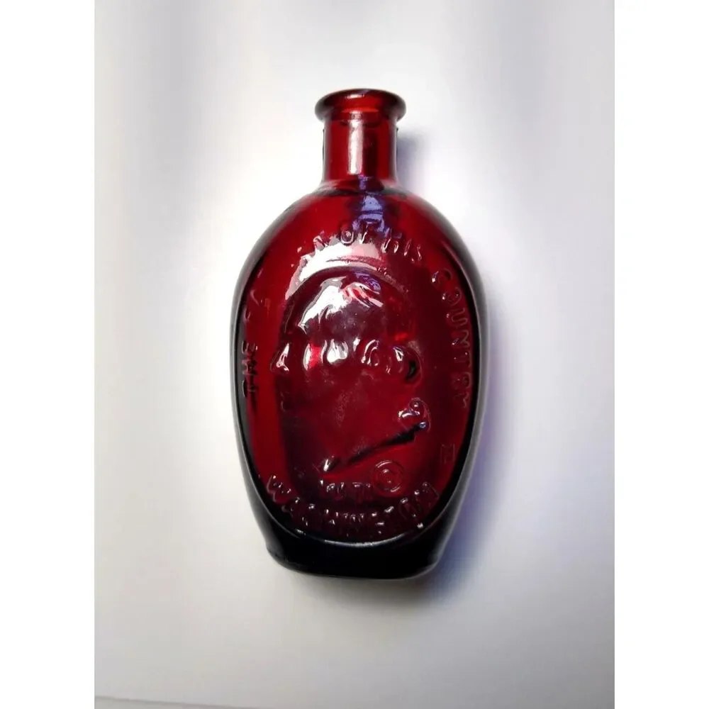 Wheaton Ruby Red Carnival Glass Bottle George Washington Retro 1971 Mini 3